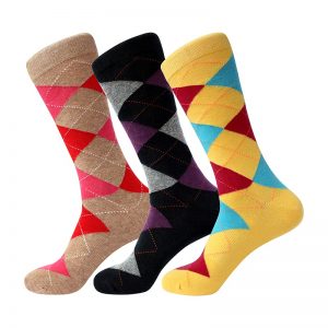 Combed Cotton Dress Crew Socks Fashion Triangle A – 3 Pairs