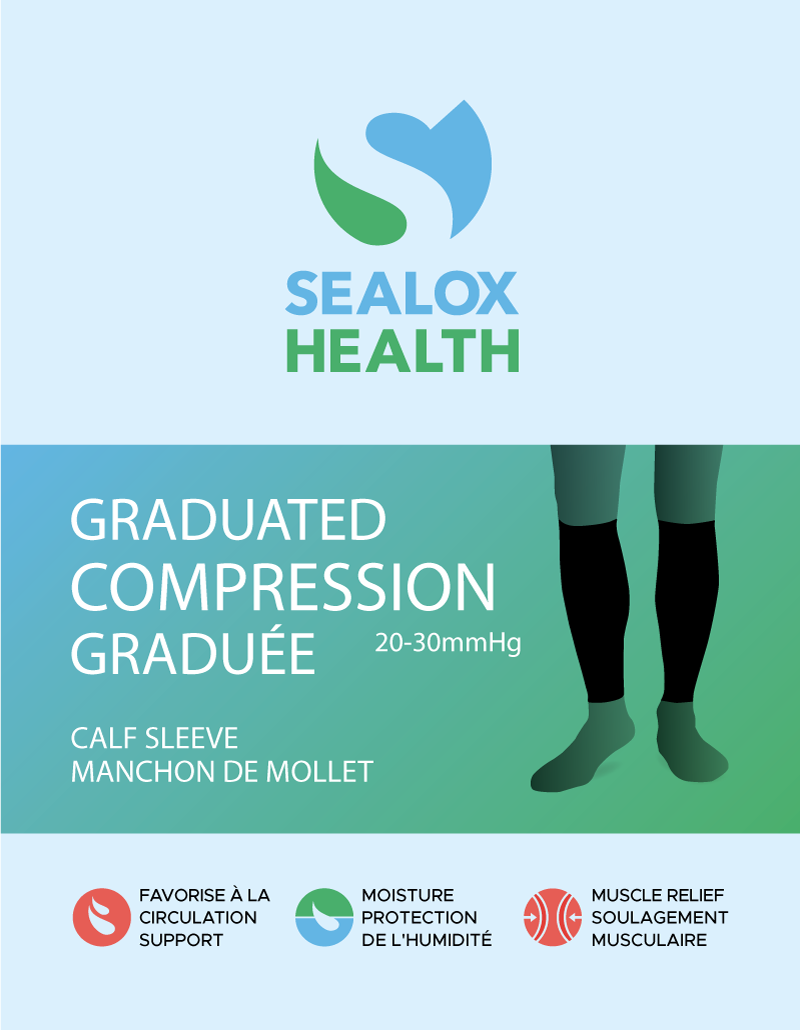 Sealox 20 - 30 mmHg Graduated Calf Compression Sleeves for Women & Men - 1  pair